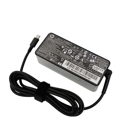 Cargador fuente para laptop HP, USB type-C, 5V, 12V, 15V, 65W