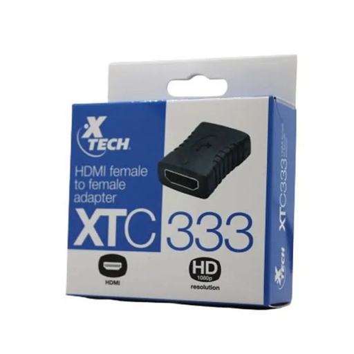 Adaptador Xtech HDMI hembra a HDMI hembra (union), 3PIES, negro (XTC-333)