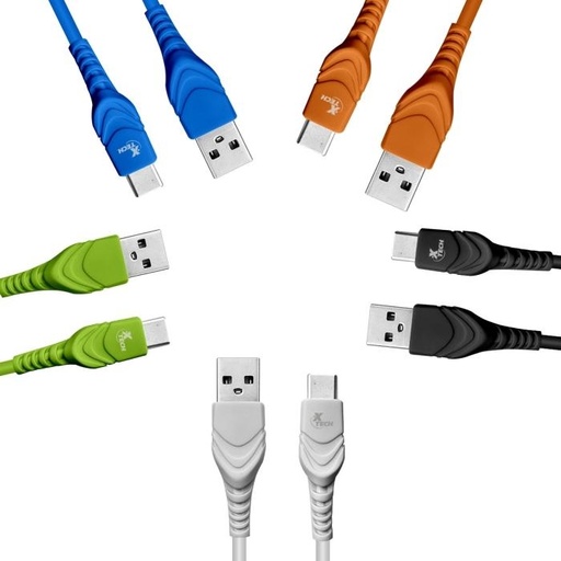 Cable Xtech USB c a USB , (naranja, azul, verde, blanco y negro) (XTG-238)
