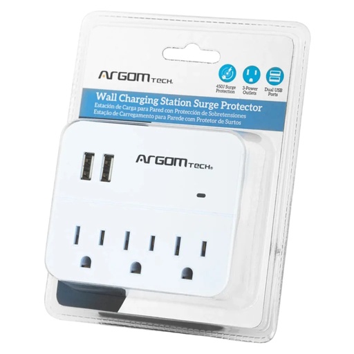 Tomacorriente Argom con 3 salida + 2 puertos USB
