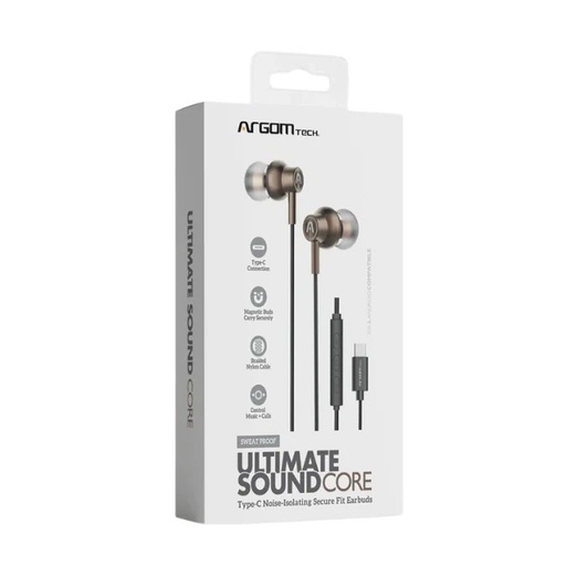 Audífonos Argom ultimate sound core, tipo-C, brotes magneticos, carcasa metalica