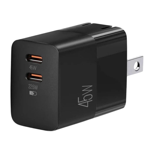 Cargador USB-c de pared Argom, 45W, carga rapida, tecnologia P5, 2 puerto tipo-c