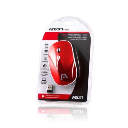 Mouse Argom inalámbrico, receptor nano usb, distancia de trabajo de hasta 10 metros