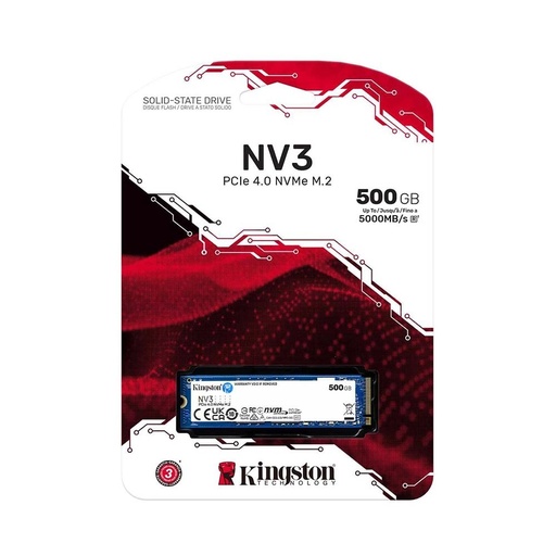 Disco de estado solido Kingston SSD 500G NV3 M.2 2280 PCIE 4.0 nvme SSD, hasta 5.000MB/seg