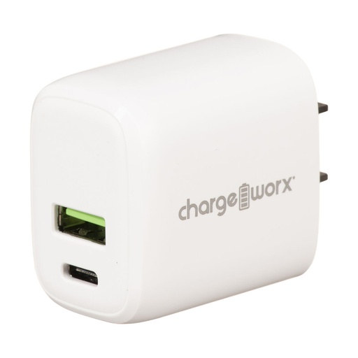 Cargador de pared tipo C, Chargeworx, entrada USB-C, carga rapida 20W, compatible con