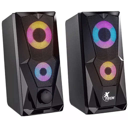 Bocinas Xtech fireshot 2.0, audio jack 3.5 + USB para luces led, negro (XTS-131)