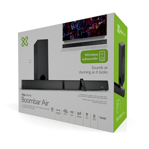 Bocina Klip Xtreme 2.1 boombar air (soundbar), BT V5.0, 200W RMS, control remoto, puerto HDMI arc