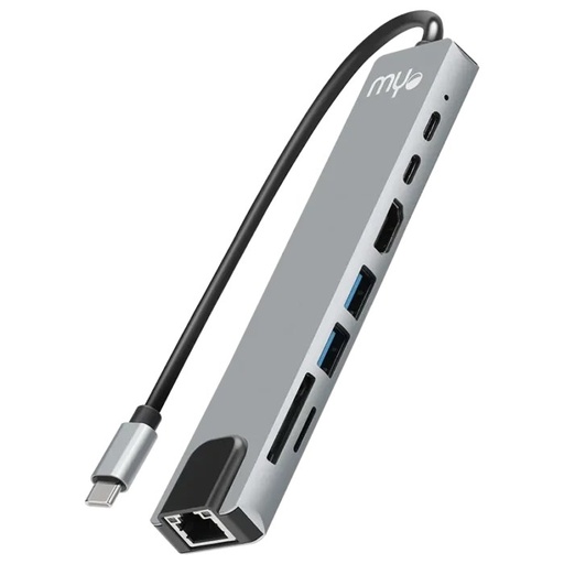 Hub USB Myo tipo-C, 8 en 1, USB 3.0, USB 2.0, 1X hdmi, 1X tipo-c PD 100W, SD lector