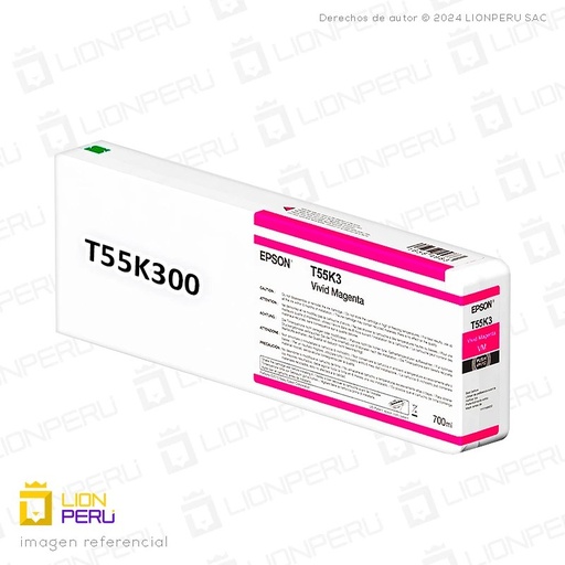 Cartucho Epson T55X300 ultrachrome HDX/HD vivid mag ink 700 mlpara ploter Epson 7000