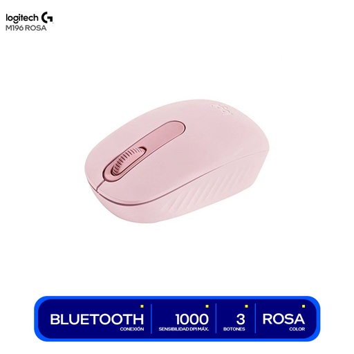 Mouse Logitech M196 bluetooth, , sensor 1000 dpi, rosado