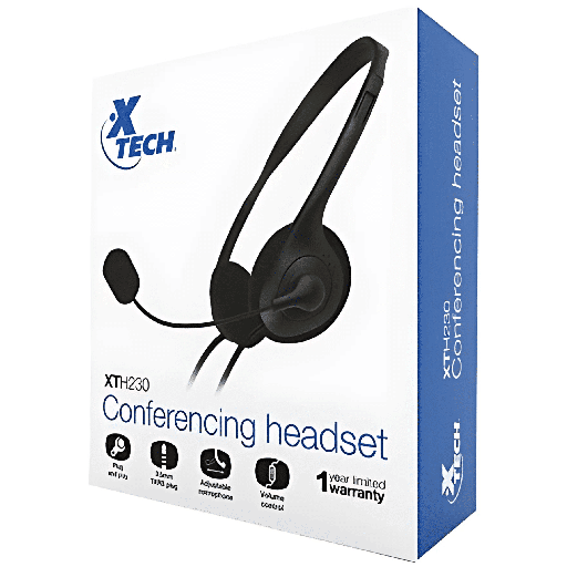 Audífono con microfono Xtech conferencing, 3.5MM, on ear, negro (XTH-230)