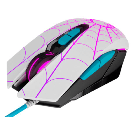 Mouse Xtech marvel spider-gwen, usb, 7 botones, 2400DPI, luces rojas