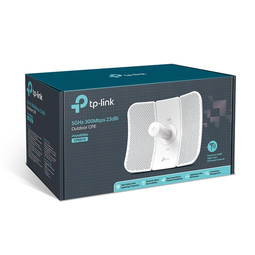 Access point TP-Link CPE610, 5.0GHZ/300MBPS, 1 puerto LAN POE + 1 puerto LAN passive POE