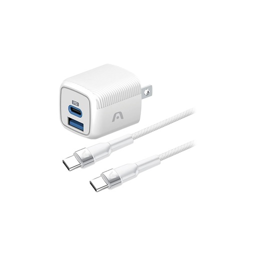Cargador USB + USB-c de pared dual, con cable tipo C, entrada 110-240V ~ 50/60HZ, funciona