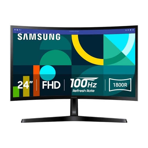 Monitor Samsung 24" essential curvo FHD (1920 x 1080), led, 16,7M, 250 CD/M², 100HZ, 1800R