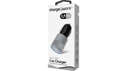 Cargador para carro dual USB (2.4AMP), Chargeworx para smartphones & tablets