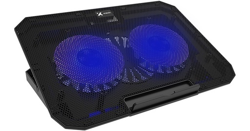 Cooling pad Xtech, para notebook 15.6", usb, con 2 ventiladores, luces LED azul (xta-156)