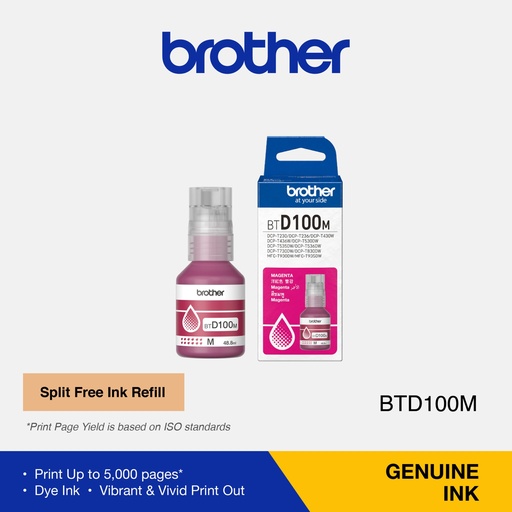 Botella de tinta Brother BTD100M magenta 48.8ML