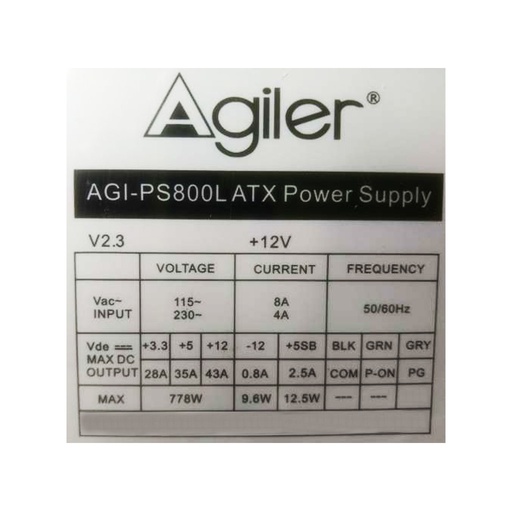 Power supply 800W Agiler