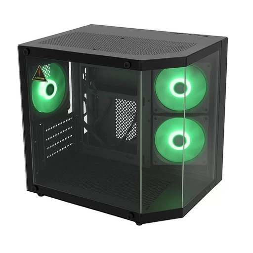 Case gaming Agiler micro ATX / ITX negro, con doble esquina de cristal (agi-C015)