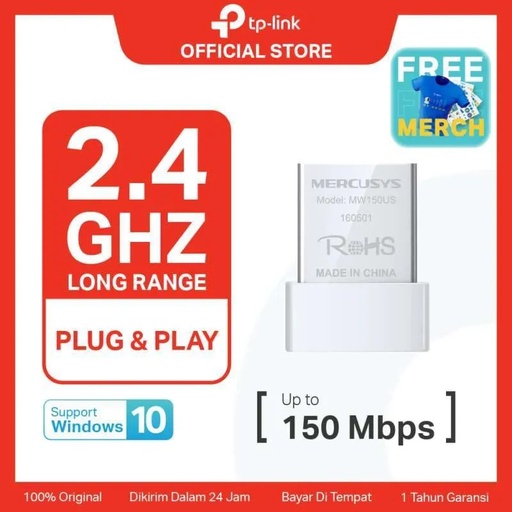 Adaptador inalámbrico TP-Link mercusys MW150US USB2.0 nano N150, interfaz de entrada: