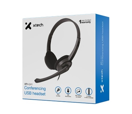Audífono con microfono Xtech, usb, estereo para conferencias, USB 2.0, livianos