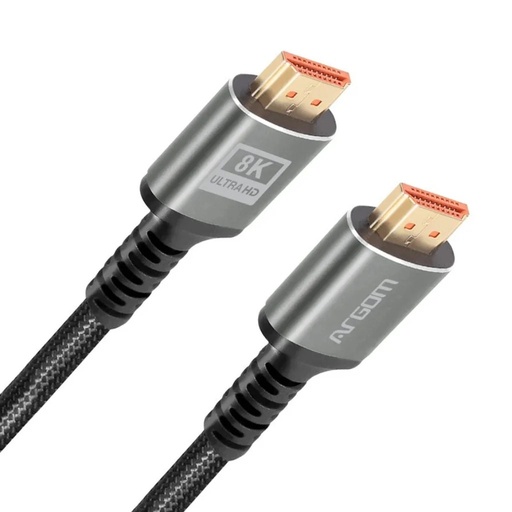 Cable HDMI Argom premium, 10 pies negro 8K 60HZ, nailon trenzado, ethernet, conectores