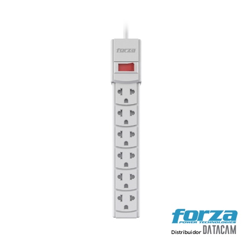 Protector regleta forza, 6 salidas 110V/15A/2220W, breaker, blanca, interruptor iluminado