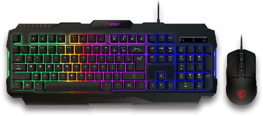 Combo mouse teclado MSI forge GK100 combo us, sensor óptico mouse, 6400 dpi, 7 botones
