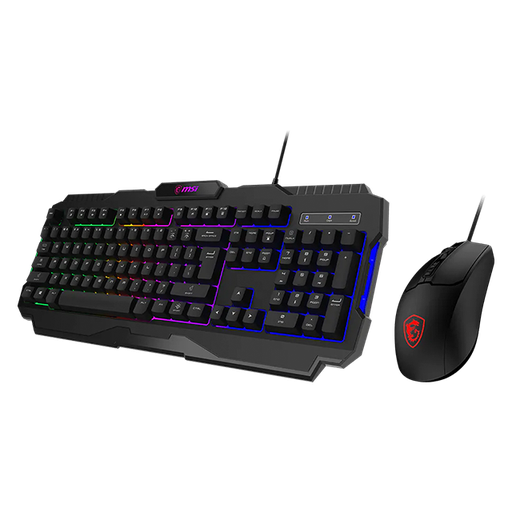 Combo mouse teclado MSI forge GK100 combo LS, sensor óptico mouse, 6400 dpi, 7 botones