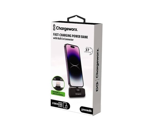 Cargador movil (mini power bank) Chargeworx, 5,000MAH, 10W, compatible con iphones