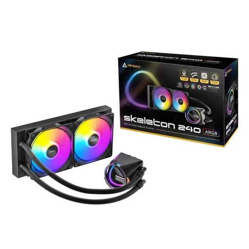 Abanico para CPU Antec skeleton-240 ARGB (liquid cooling) 240MM, incluye dos abanicos ARGB