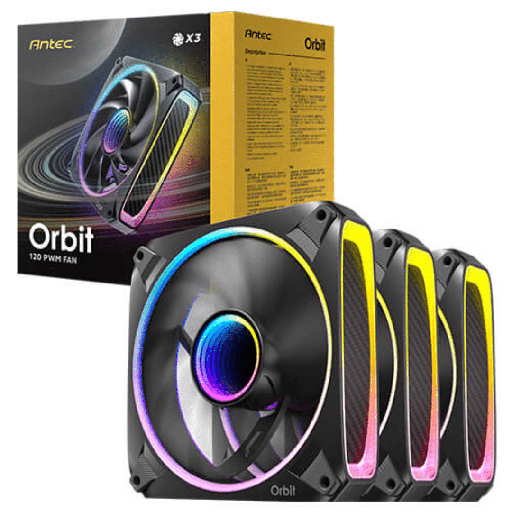 Abanico para gabinete Antec orbit 120 ARGB 3PK, set de tres abanicos ARGB PWM de 120MM con