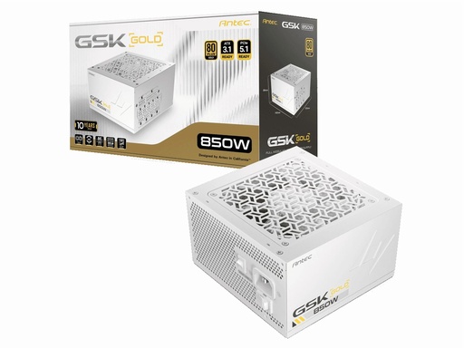 Power supply Antec GSK850 V2 us white, 850W, 80 plus gold, full modular para óptima gestión