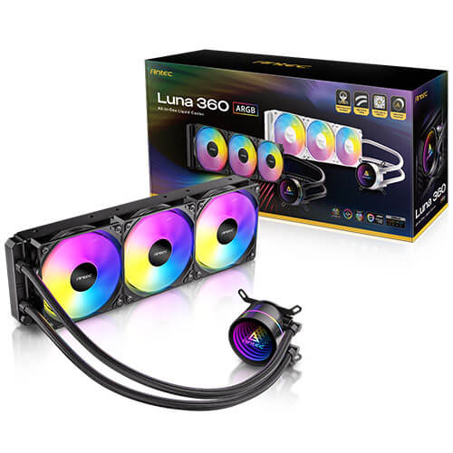 Abanico para CPU (enfriamiento líquido) Antec luna 360 ARGB , radiador de 360MM con tres