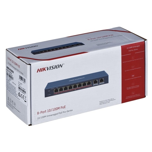 Switch 8 Hikvision, no administrable, 10/100 MBPS, 2 x RJ45