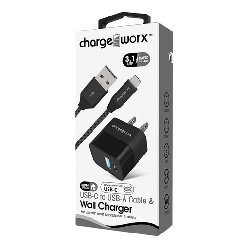 Cargador de pared dual USB y USB type c + conector USB-C, para smartphones & tablets 6FT