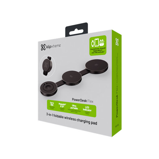Cargador inalámbrico powerdesk flex Klip Xtreme, carga rapida, magnetico, 15W, 3