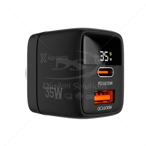 Cargador de pared Klip Xtreme USB-C® 35W con tecnología gan (KMC-250)