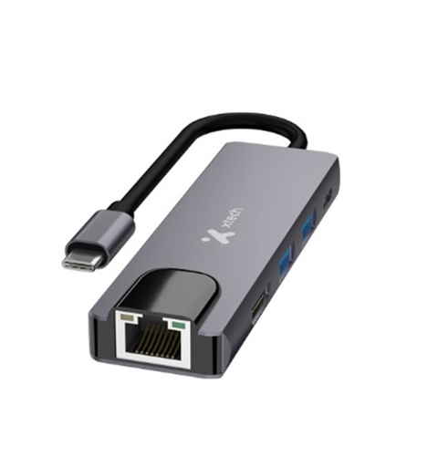 Hub USB-c Xtech multipuertos 5 en 1, 1X HDMI hembra 4K, 2X USB-a 3.0, 1X USB-c 100 watts