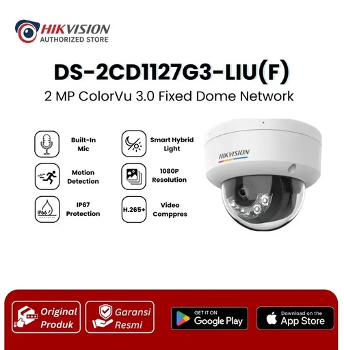 Cámara de vigilancia Hikvision colorvu smart hybrid, ip, domo, 2MP (1920 × 1080), IP67, con
