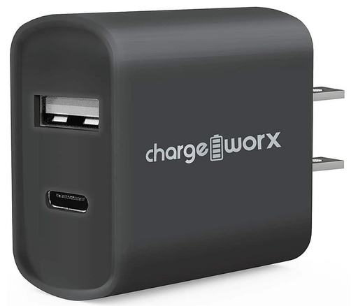 Cargador de pared dual USB Chargeworx graffiti para smartphones & tablets, blanco/grafiti