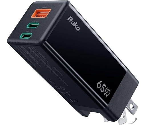 Cargador para carro Myo, 5 puertos: 3X USB-a, 2X USB-C, plug de encendedor, 65W